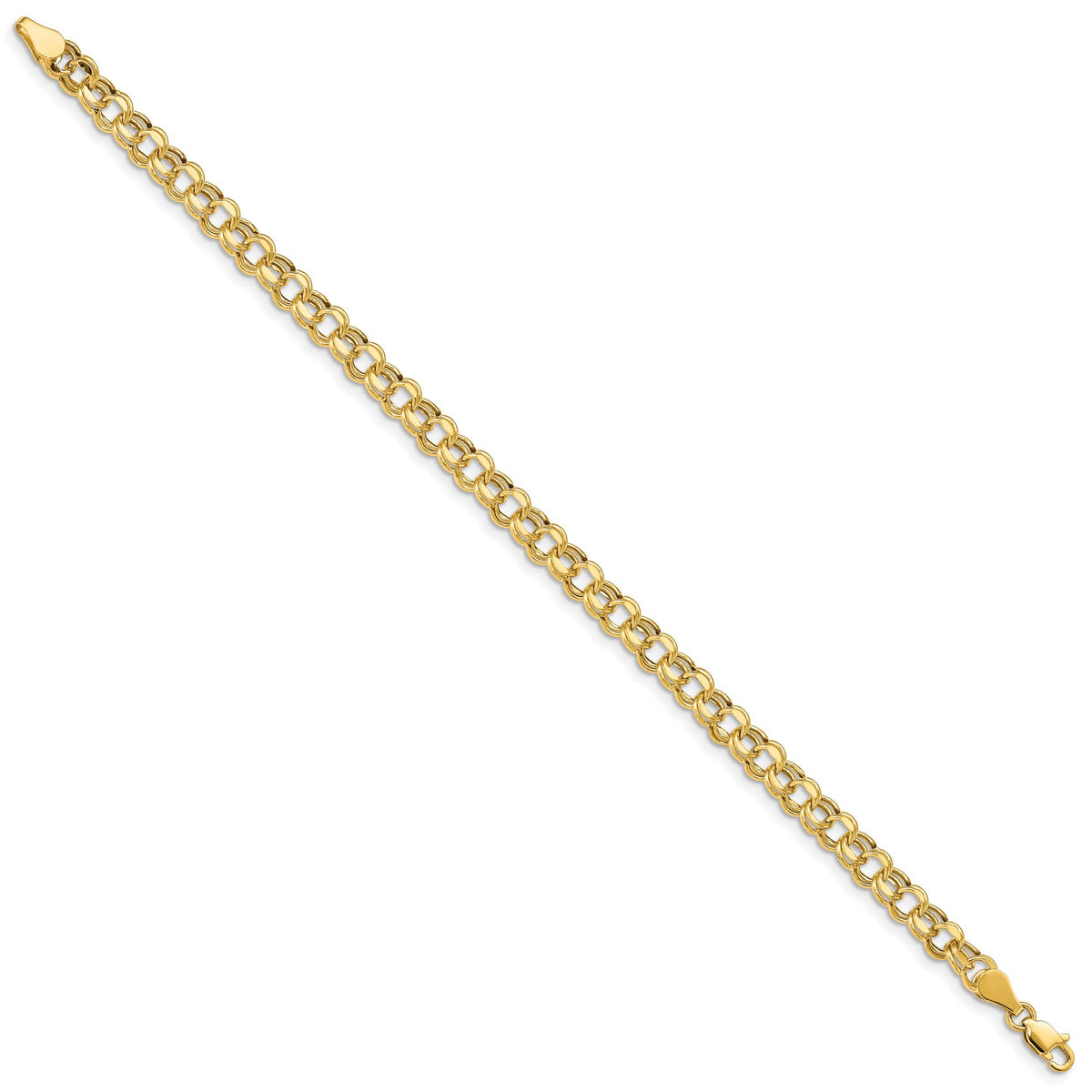 14k Lite 5mm Double Link Charm Bracelet-SSD1-7.25