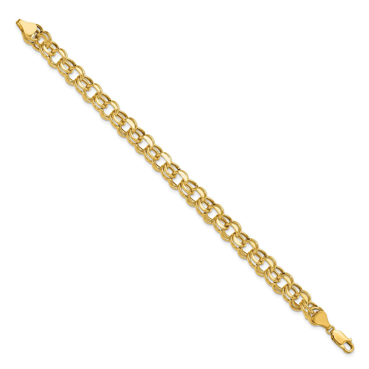 14k Lite 8mm Double Link Charm Bracelet-SSD4-7.25