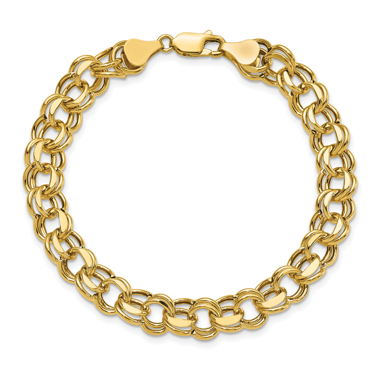 14k Lite 8mm Double Link Charm Bracelet-SSD4-7.25