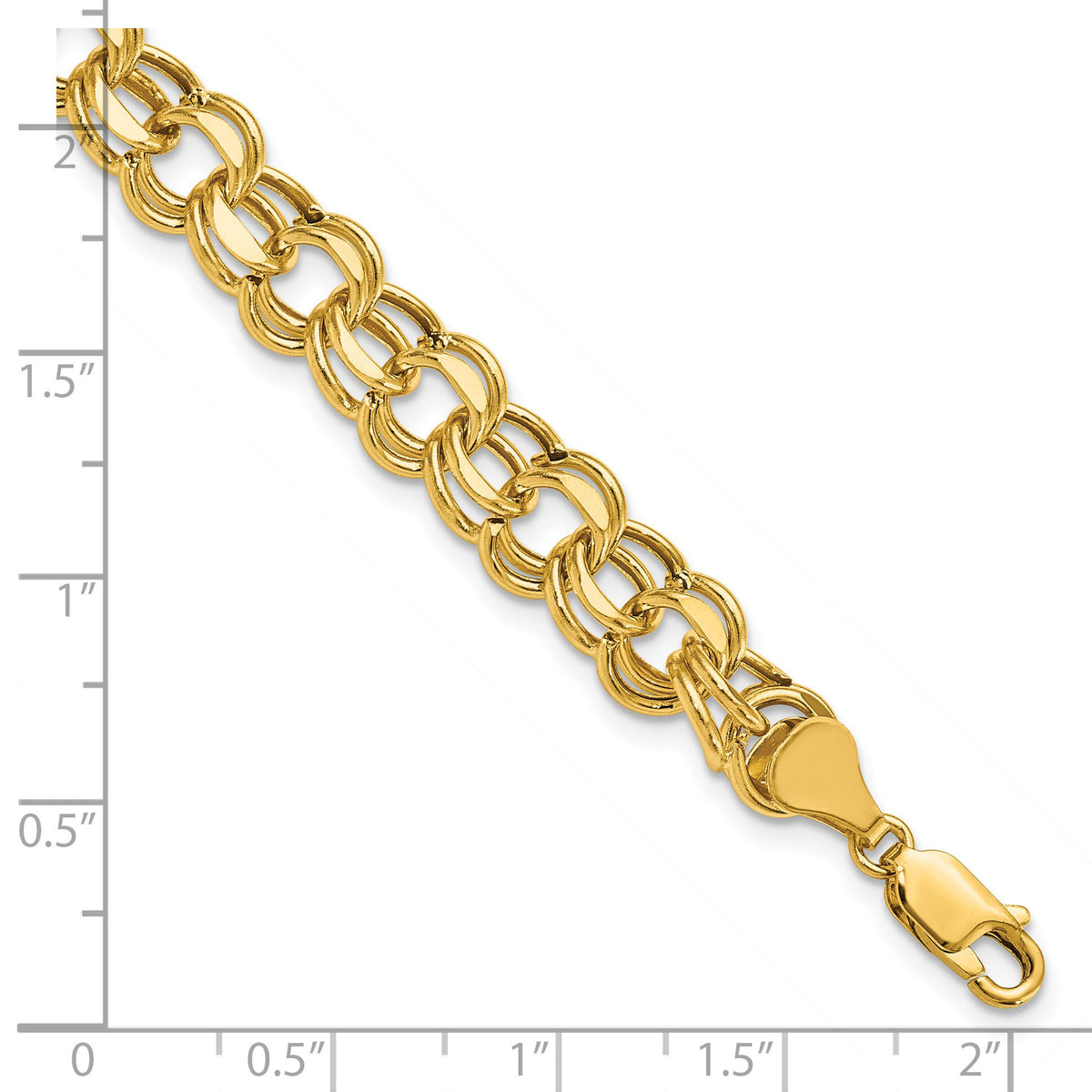 14k Lite 8mm Double Link Charm Bracelet-SSD4-7.25