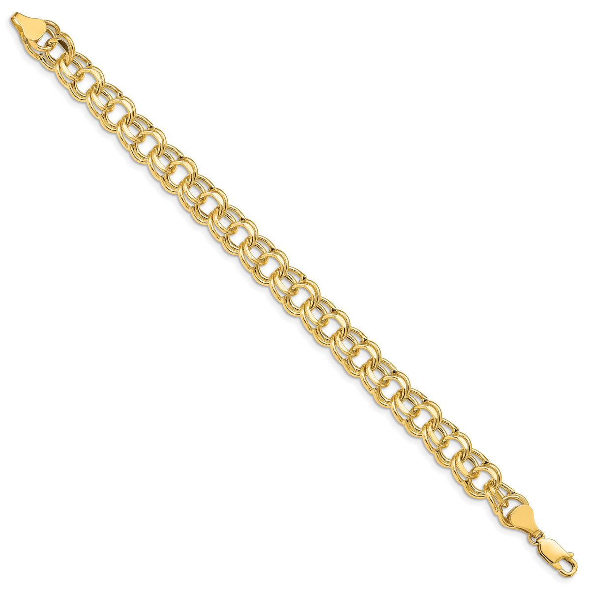 14k Lite 8.5mm Double Link Charm Bracelet-SSD5-7.25