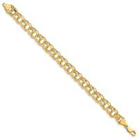 14k Lite 8.5mm Double Link Charm Bracelet-SSD5-7.25