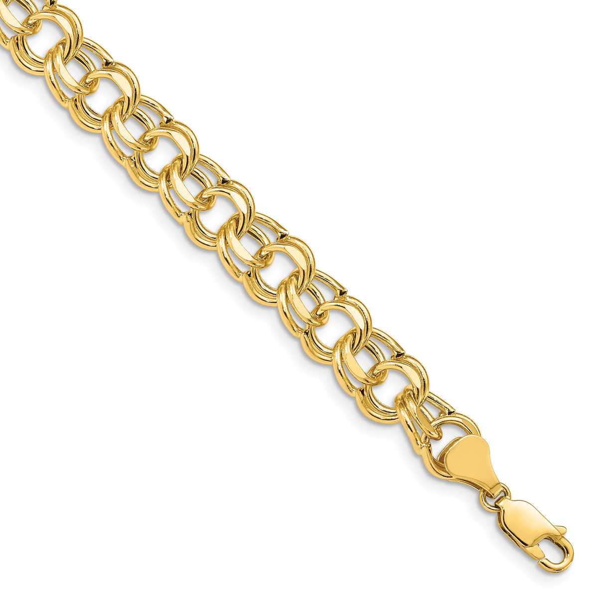 14k Lite 8.5mm Double Link Charm Bracelet-SSD5-8.25