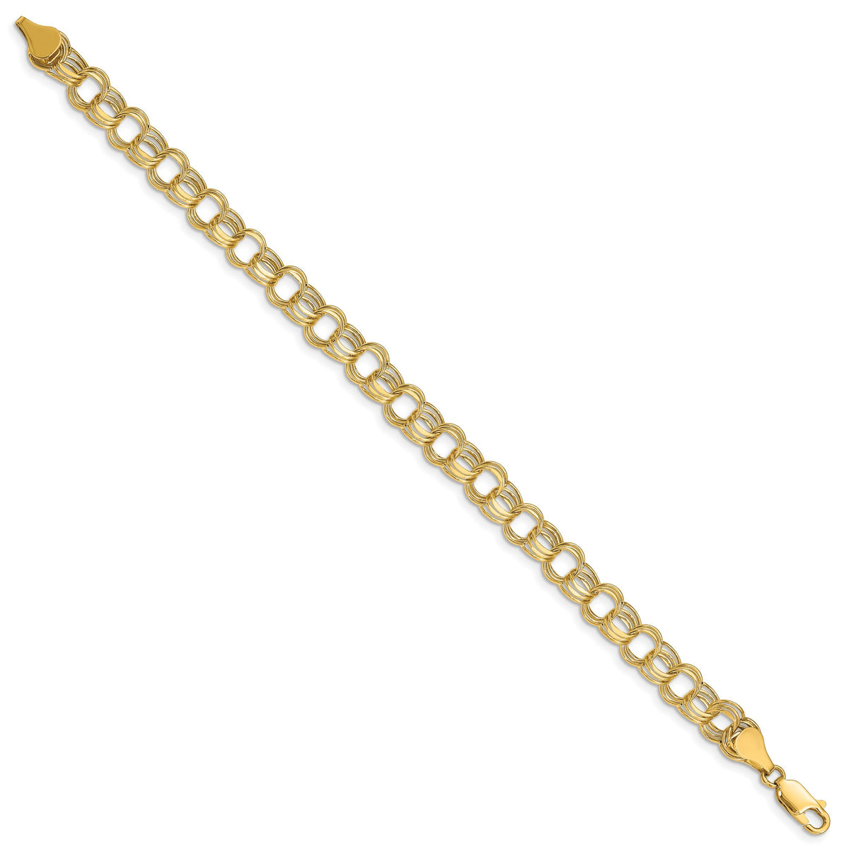14k Lite 7mm Triple Link Charm Bracelet-SST1-7.25