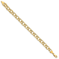 14k Lite 8mm Triple Link Charm Bracelet-SST2-7.25
