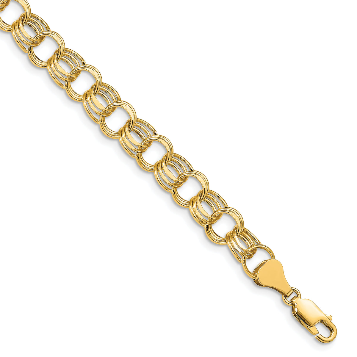 14k Lite 8mm Triple Link Charm Bracelet-SST2-7.25