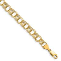 14k Lite 8mm Triple Link Charm Bracelet-SST2-7.25