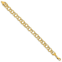 14k Lite 8.5mm Triple Link Charm Bracelet-SST3-7