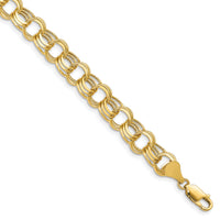 14k Lite 8.5mm Triple Link Charm Bracelet-SST3-7