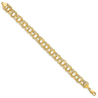 14k Lite 9.5 Triple Link Charm Bracelet-SST4-7.25