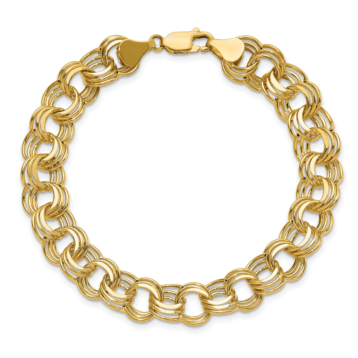 14k Lite 9.5 Triple Link Charm Bracelet-SST4-7.25