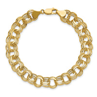 14k Lite 9.5 Triple Link Charm Bracelet-SST4-7.25