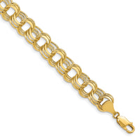 14k Lite 9.5 Triple Link Charm Bracelet-SST4-7.25