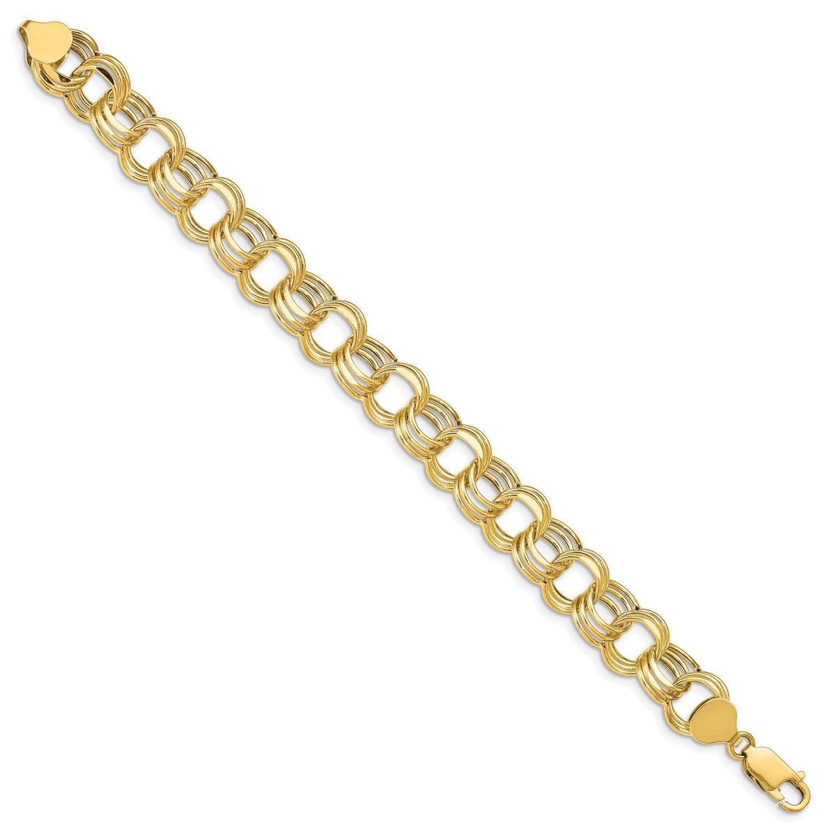 14k Lite 11mm Triple Link Charm Bracelet-SST5-7