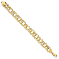 14k Lite 11mm Triple Link Charm Bracelet-SST5-7