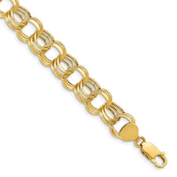 14k Lite 11mm Triple Link Charm Bracelet-SST5-7