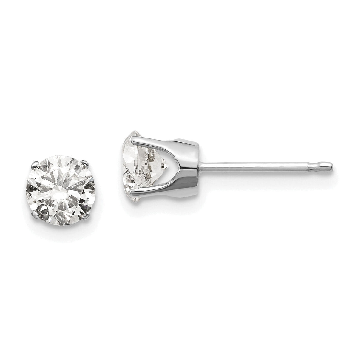 14kw 1.00ct. I2 K-L Diamond Stud Push-on Post Earrings-ST1-100W
