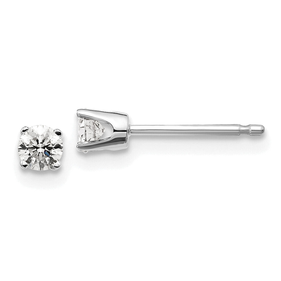14kw .20ct I2 K-L Diamond Stud Push-on Post Earrings-ST1-20W