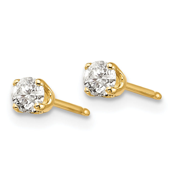 14ky .25ct. I2 K-L Diamond Stud Push-on Post Earrings-ST1-25