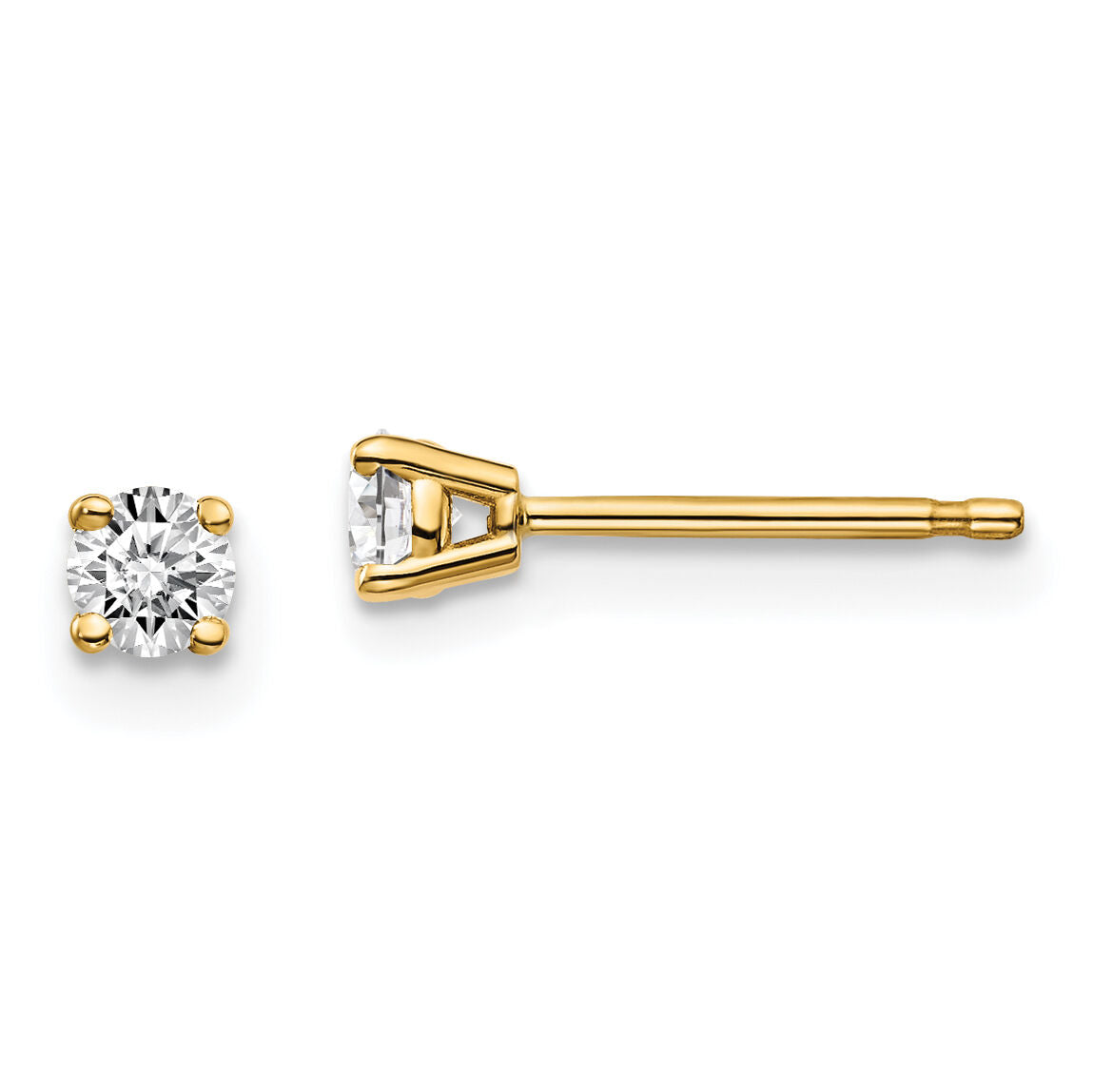 14y .20ct. I1 J-K Diamond Stud Push-on Post Earrings-ST2-20