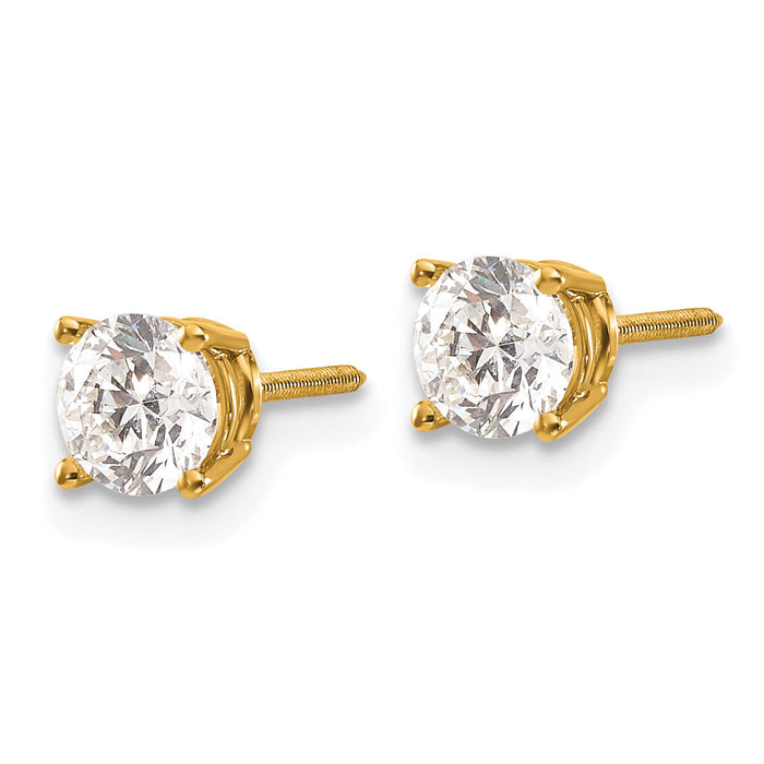 14ky 1.00ct. SI3 G-I Diamond Stud Thread on/off Post Earrings-ST3-100