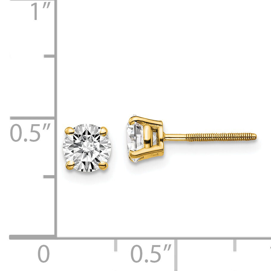 14ky 1.00ct. SI3 G-I Diamond Stud Thread on/off Post Earrings-ST3-100