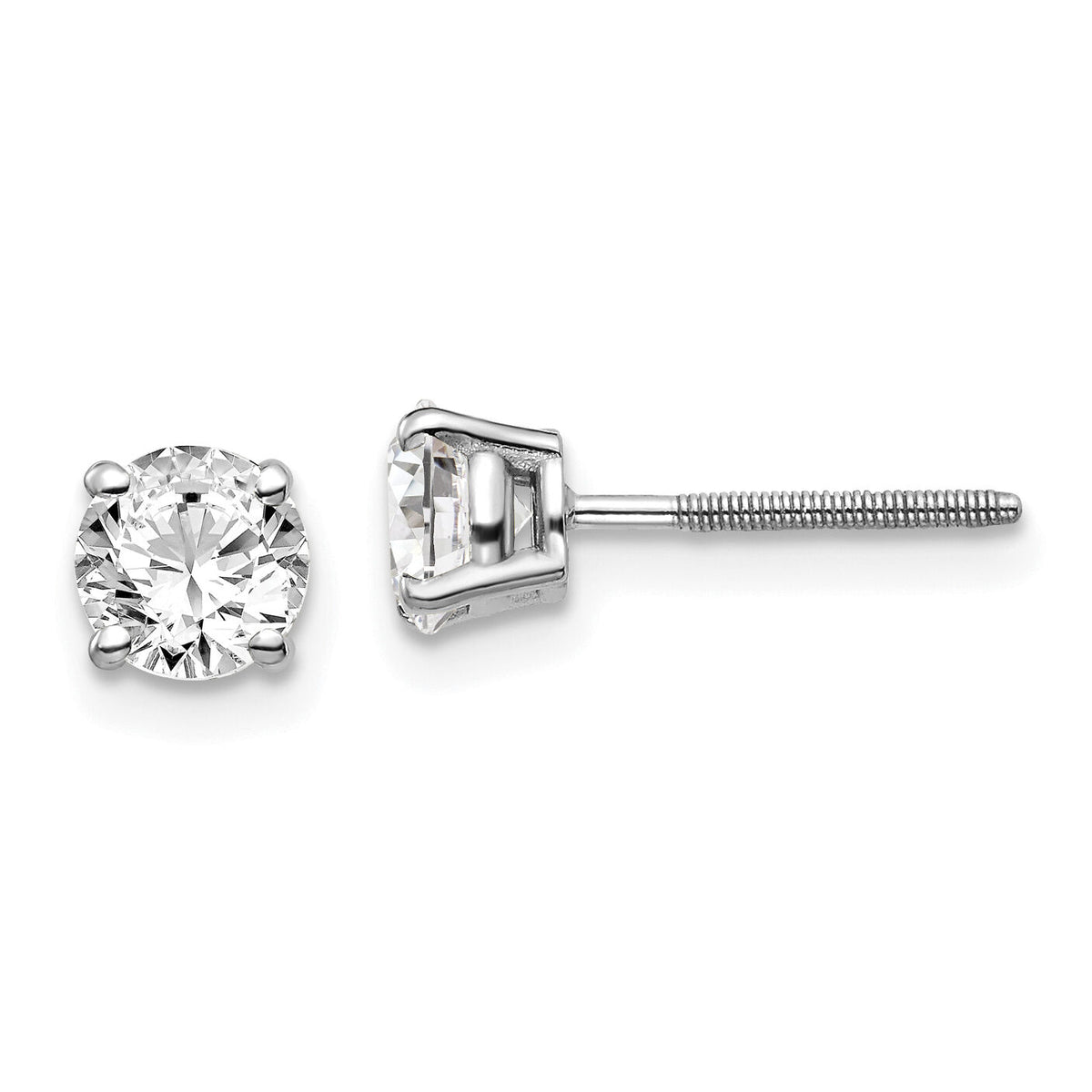 14kw 1.00ct SI3 G-I Diamond Stud Thread on/off Post Earrings-ST3-100W