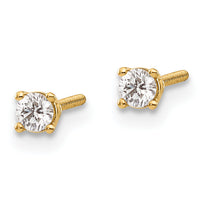 14ky .15ct. SI3 G-I Diamond Stud Thread on/off Post Earrings-ST3-15