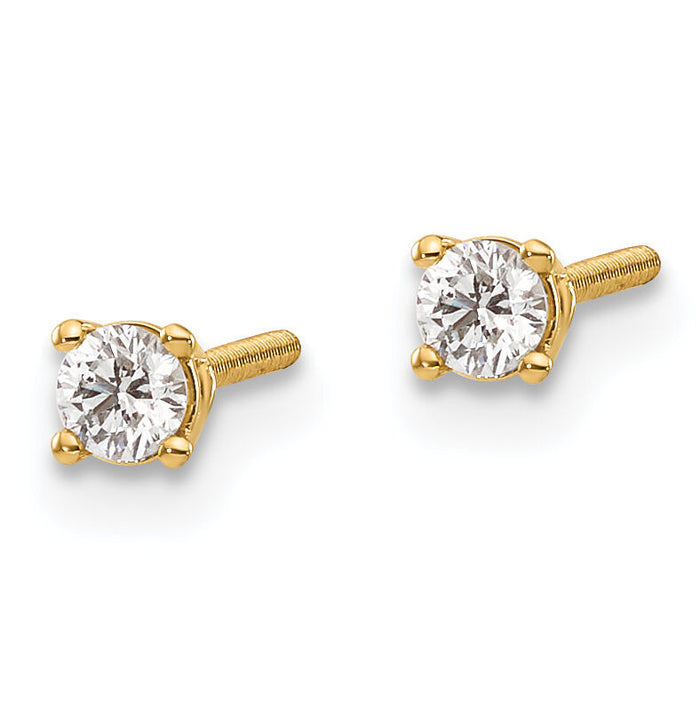 14ky .15ct. SI3 G-I Diamond Stud Thread on/off Post Earrings-ST3-15