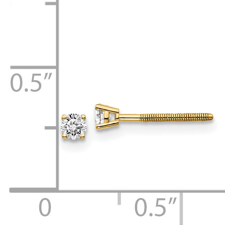 14ky .15ct. SI3 G-I Diamond Stud Thread on/off Post Earrings-ST3-15