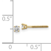 14ky .15ct. SI3 G-I Diamond Stud Thread on/off Post Earrings-ST3-15