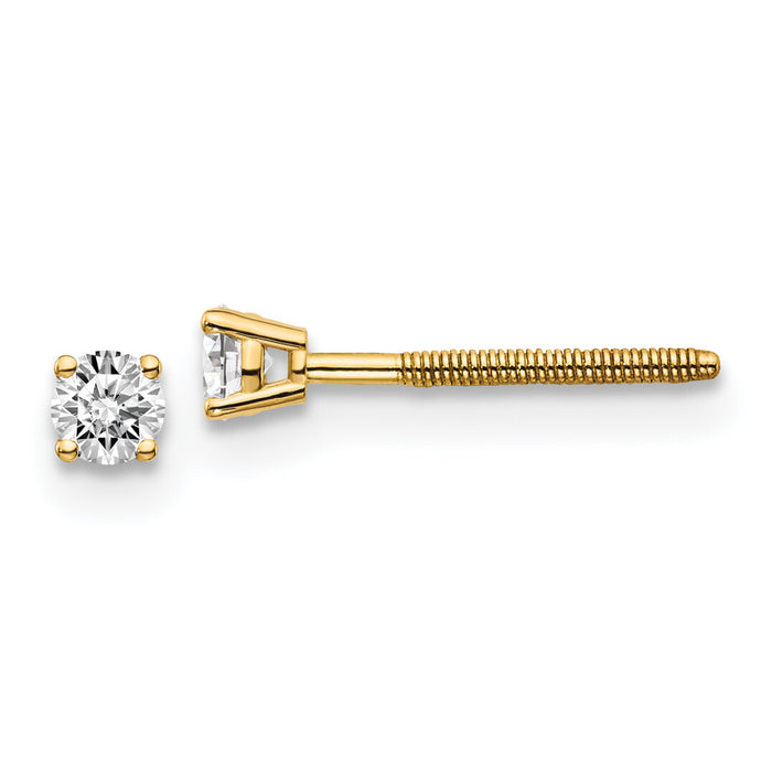14ky .15ct. SI3 G-I Diamond Stud Thread on/off Post Earrings-ST3-15