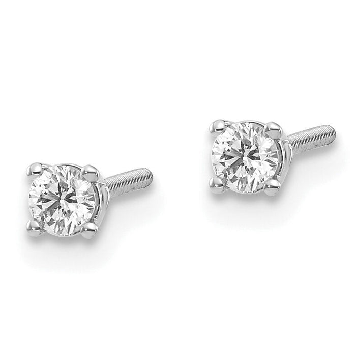 14kw .15ct SI3 G-I Diamond Stud Thread on/off Post Earrings-ST3-15W