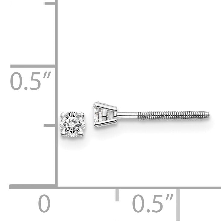 14kw .15ct SI3 G-I Diamond Stud Thread on/off Post Earrings-ST3-15W