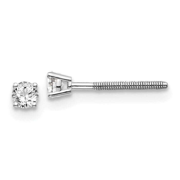 14kw .15ct SI3 G-I Diamond Stud Thread on/off Post Earrings-ST3-15W