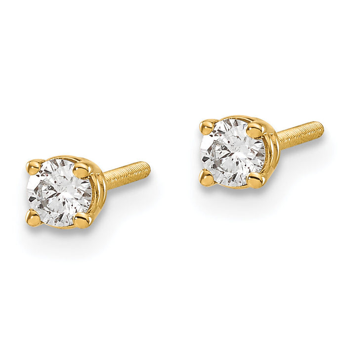14ky .20ct. VS2/SI1 G-I Diamond Stud Thread on/off Post Earrings-ST4-20