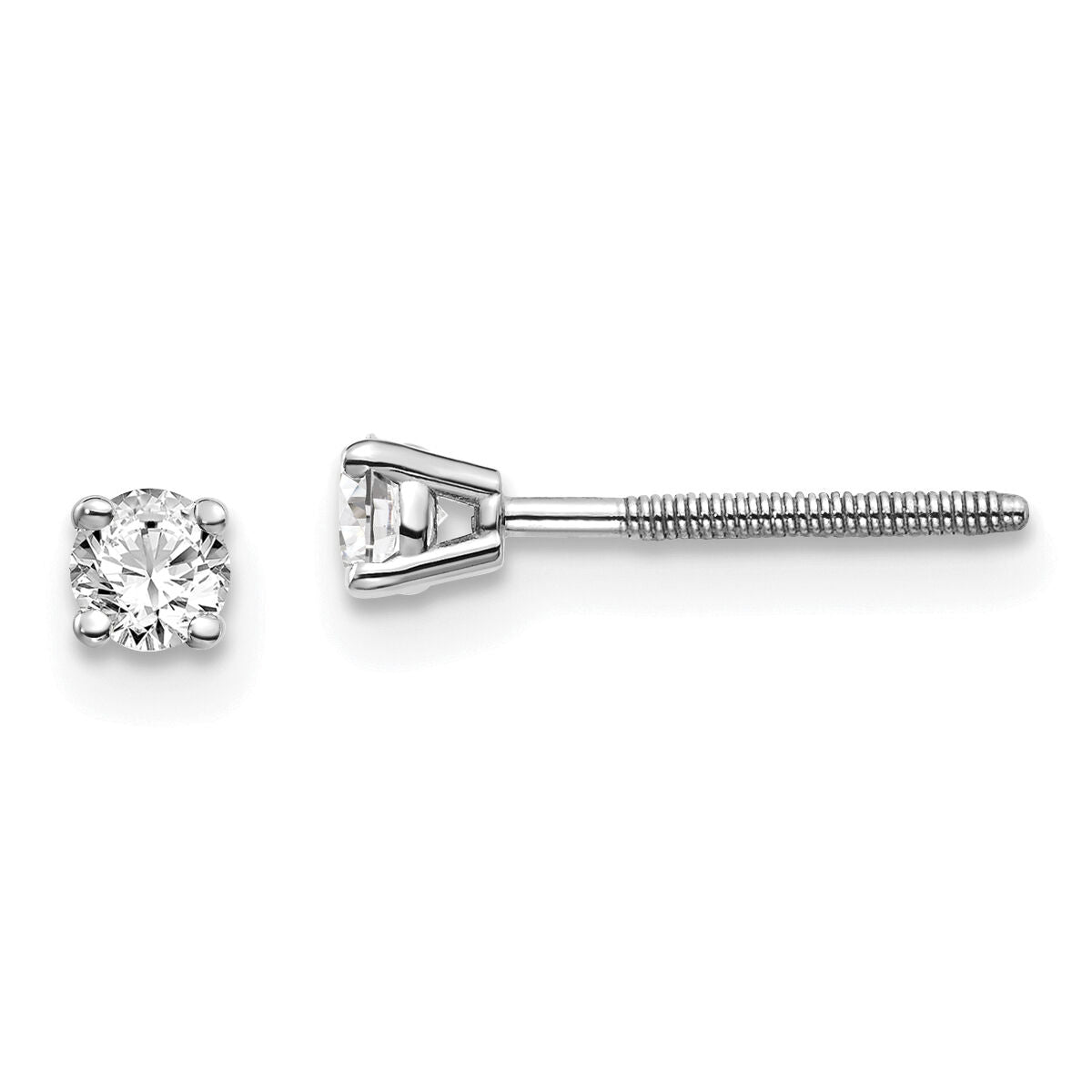 14kw .20ct SI3 G-I Diamond Stud Thread on/off Post Earrings-ST3-20W