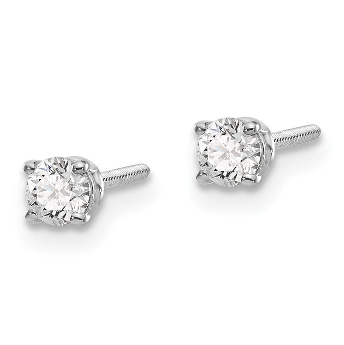 14kw .25ct VS2/SI1 G-I Diamond Stud Thread on/off Post Earrings-ST4-25W