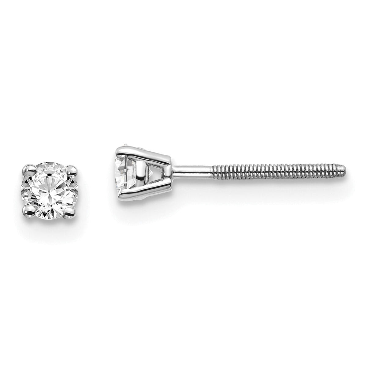 14kw .25ct SI3 G-I Diamond Stud Thread on/off Post Earrings-ST3-25W