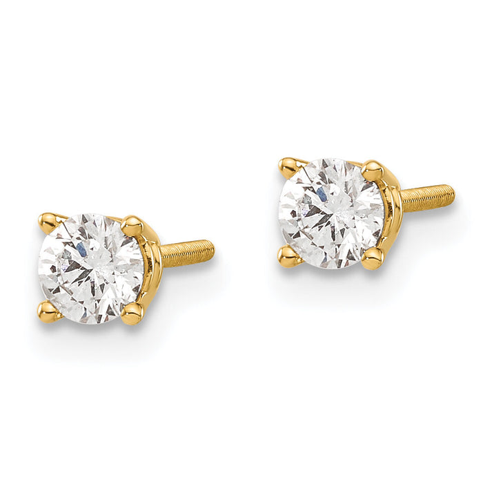 14ky .40ct. SI3 G-I Diamond Stud Thread on/off Post Earrings-ST3-40