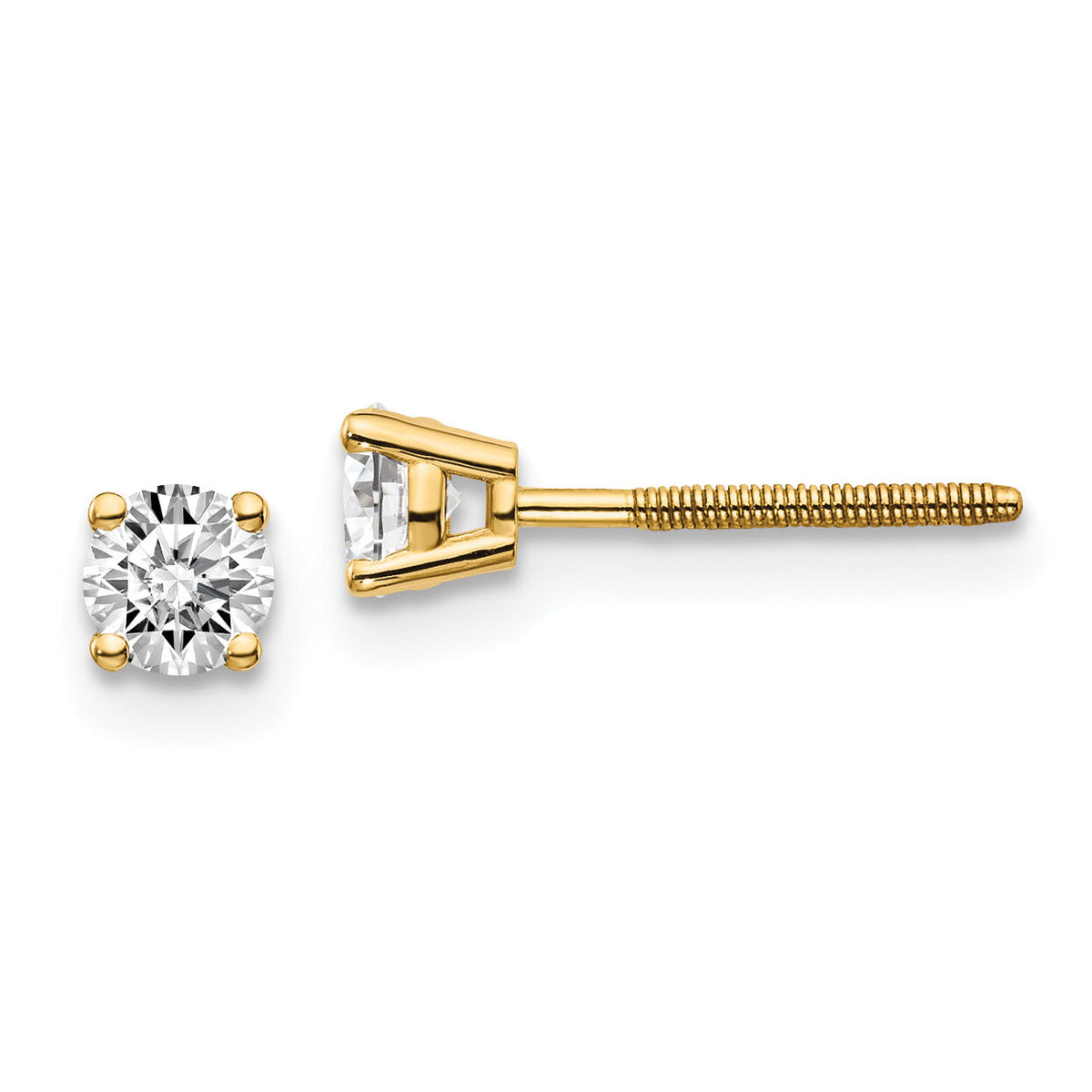 14ky .40ct. VS2/SI1 G-I Diamond Stud Thread on/off Post Earrings-ST4-40