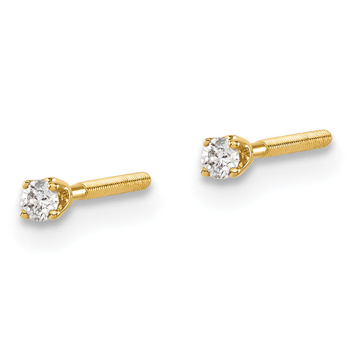 14ky .05ct. SI3 G-I Diamond Stud Thread on/off Post Earrings-ST3-5