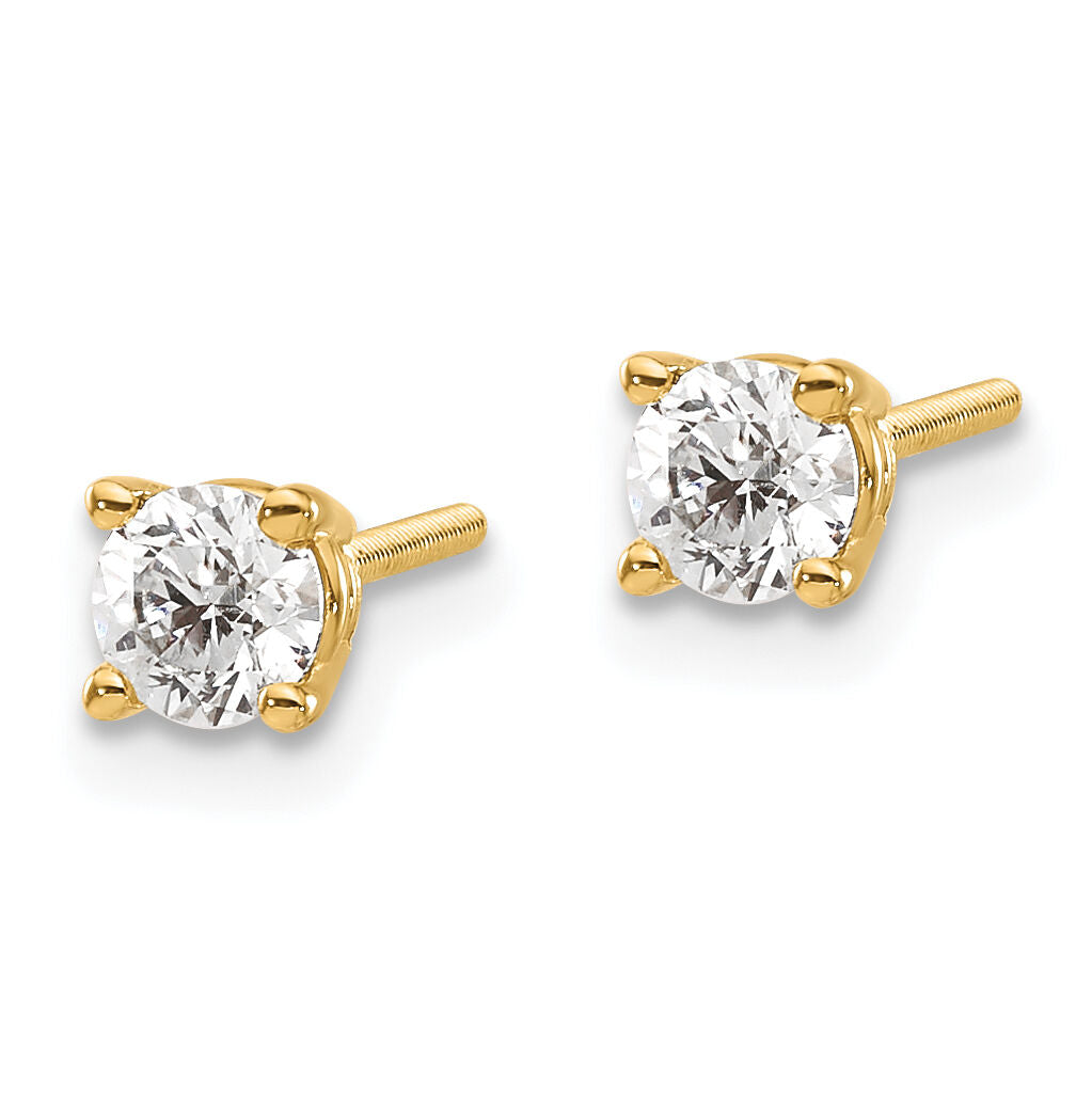 14ky .50ct. SI3 G-I Diamond Stud Thread on/off Post Earrings-ST3-50