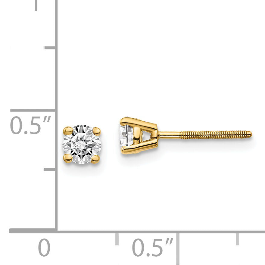 14ky .50ct. SI3 G-I Diamond Stud Thread on/off Post Earrings-ST3-50