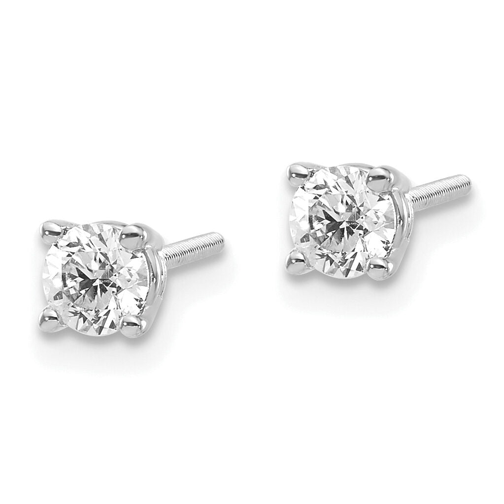 14kw .50ct SI3 G-I Diamond Stud Thread on/off Post Earrings-ST3-50W