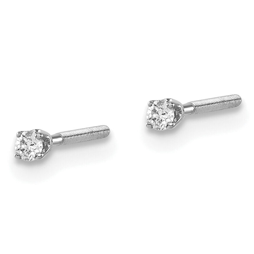 14kw .05ct. SI3 G-I Diamond Stud Thread on/off Post Earrings-ST3-5W