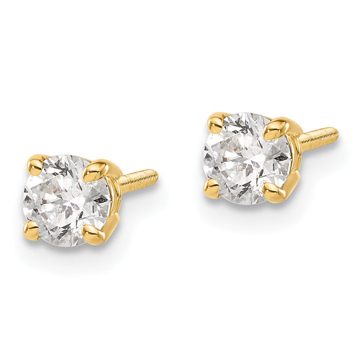 14ky .60ct. SI3 G-I Diamond Stud Thread on/off Post Earrings-ST3-60