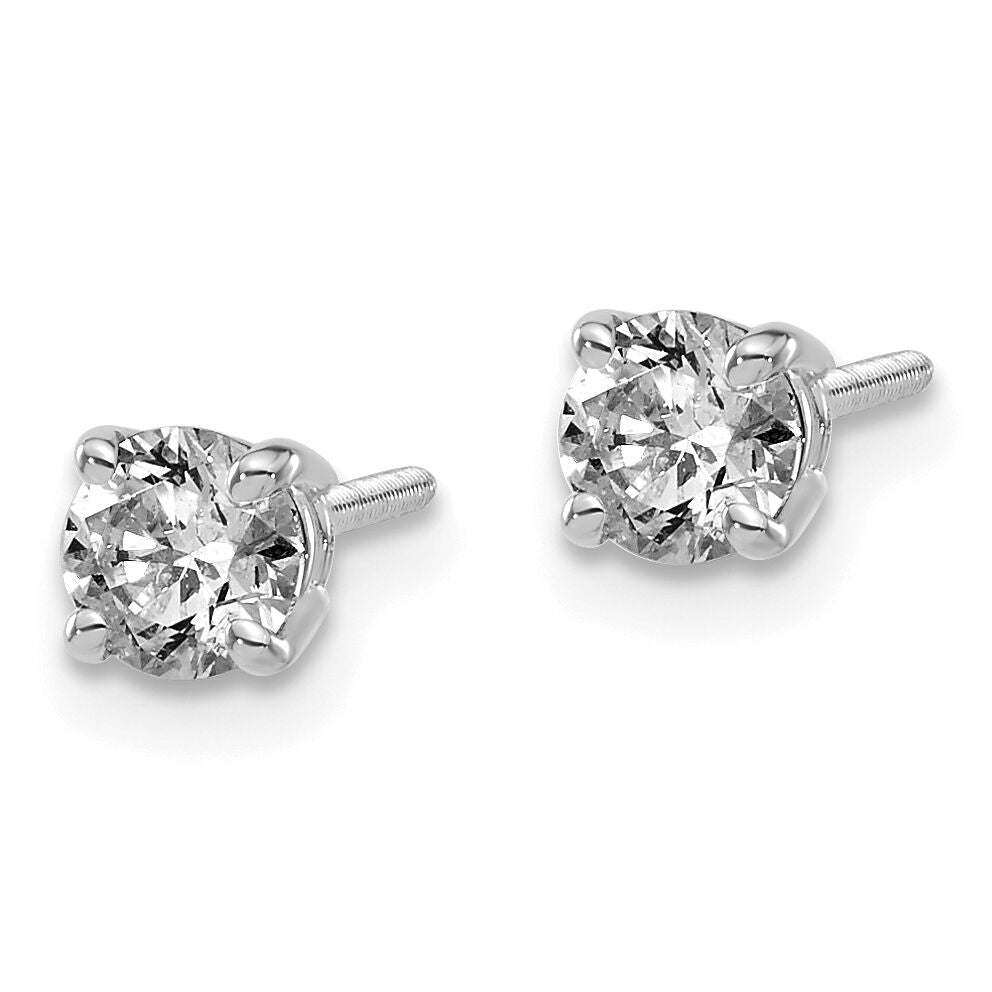 14kw .60ct SI3 G-I Diamond Stud Thread on/off Post Earrings-ST3-60W