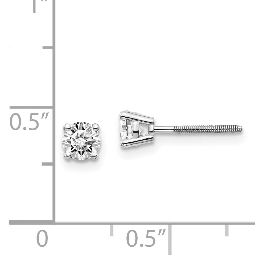 14kw .60ct SI3 G-I Diamond Stud Thread on/off Post Earrings-ST3-60W