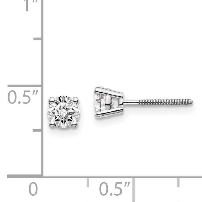 14kw .70ct SI3 G-I Diamond Stud Thread on/off Post Earrings-ST3-70W